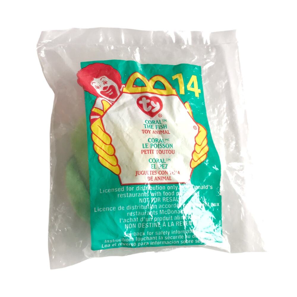Vintage Ty Teenie Beanie Baby Coral the Fish 14 NIB New Y2K Teenys Stuffed Toy